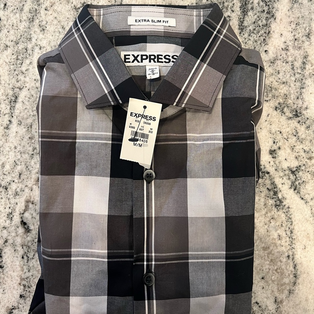 Express Mens extra slim fit plaid button down.